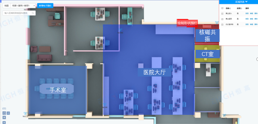 四相科技智慧醫院定位系統電子圍欄功能展示